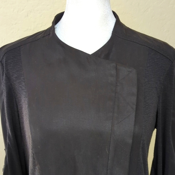 Rachel Rachel Roy Black Mixed Media Moto Style Cropped Jacket Size Medium - Picture 5 of 12